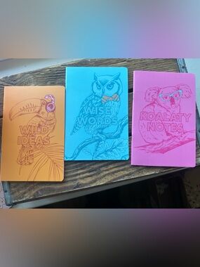 3 Animal Notebooks/Journals - Toucan, Owl, & Koala Bears - New.